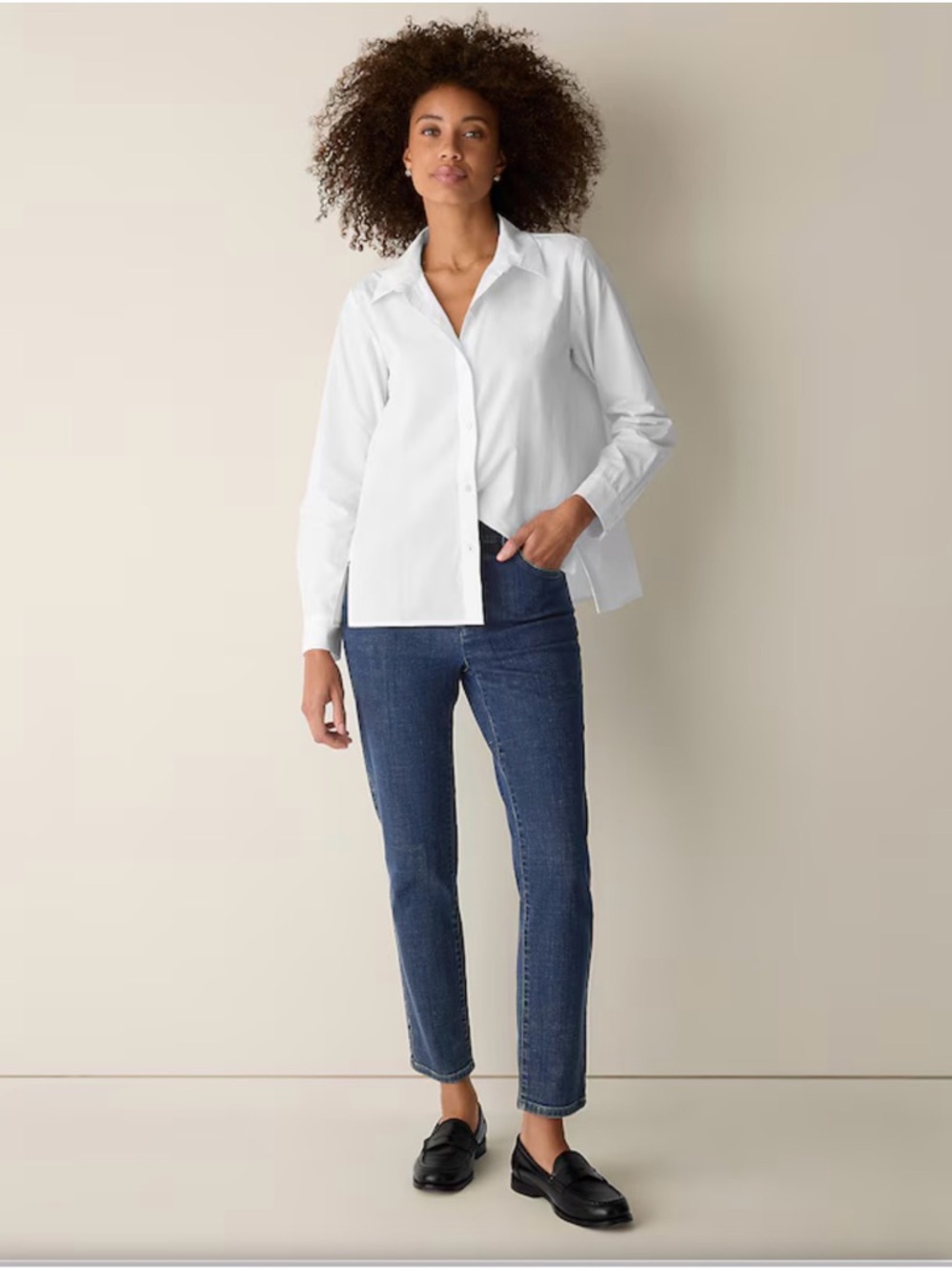 Eileen Fisher Jeans Women 10 32x29 Blue Straight Mid-Rise Organic Cotton Stretch